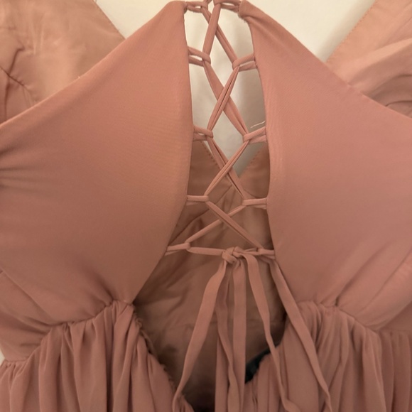 Azazie Aaide Dusty Rose A-Line Corset Chiffon Dress - Picture 5 of 7